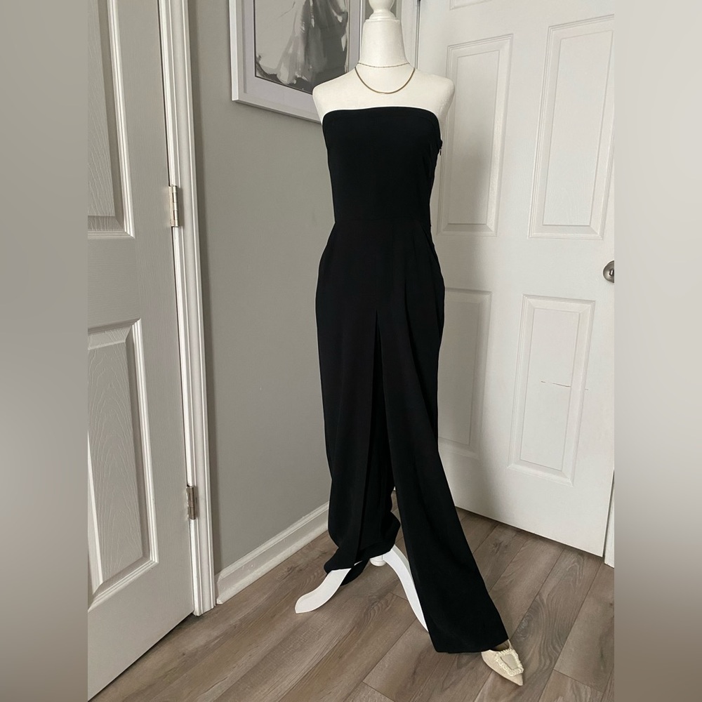 Black strapless romper
